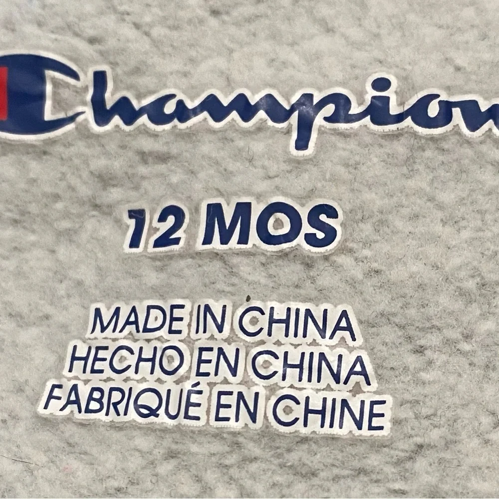 EUC Boy’s Gray Champion Lightweight Zip Hooded Pockets Football Jacket 12 Months - Picture 5 of 8